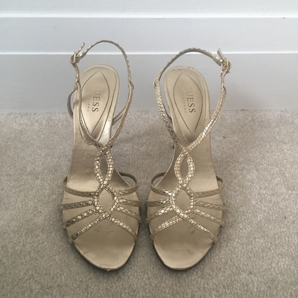 Guess Gold Sandal Heels with Charm - Picture 2 of 6